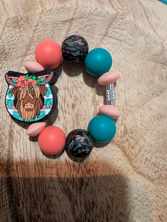 Coral cow cup charm