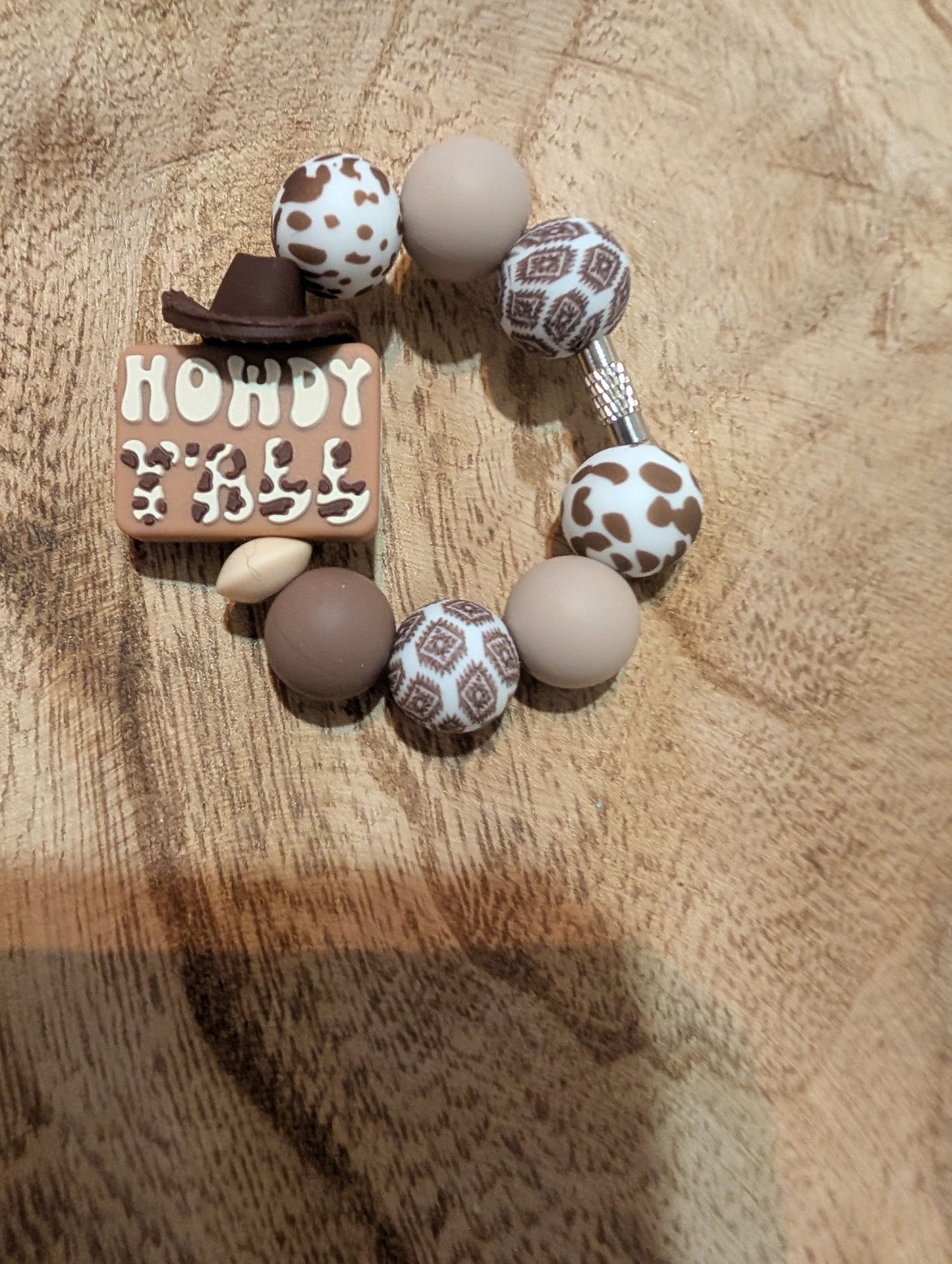 Brown Howdy y'all cup charm