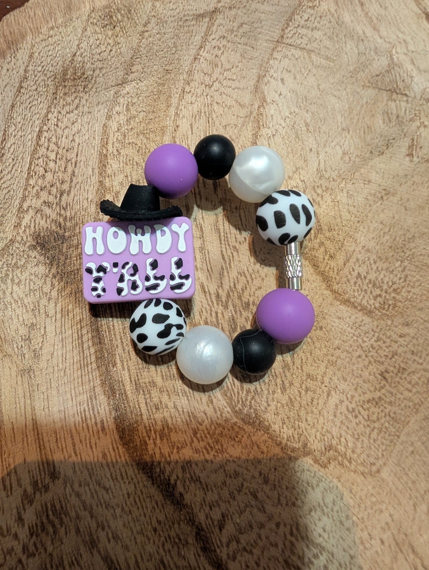 Purple howdy y'all cup charm